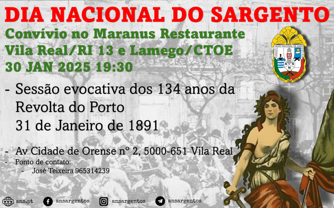 Comemoração do Dia Nacional do Sargento – Vila Real e Lamego dia 30 de Janeiro de 2025