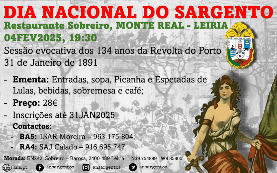 Comemoração do Dia Nacional do Sargento – Monte Real dia 4 de Fevereiro de 2025